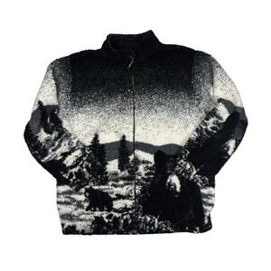 BLACK MOUNTAIN FLEECE Black Bear Full Zip Jacket Pockets Size XL Unisex USA